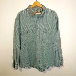 Redhead Cotton Green Houndstooth Button Up Shacket with Elbow Patches. Size XL